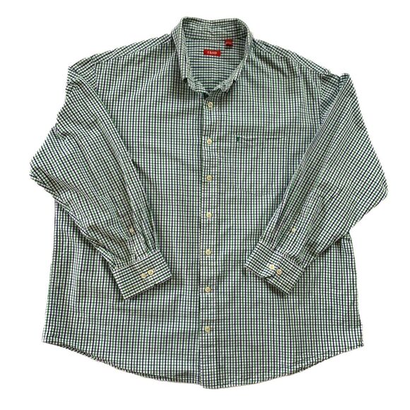 Izod 2XL Casual Dress Shirt Button Up Down Check Plaid Designer Long Sleeve - Picture 1 of 5